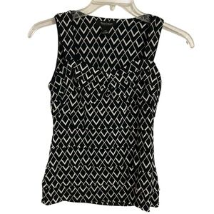 White House Black Market Black and White Geometric Tank Top
